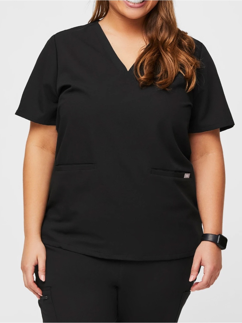 NWT Figs Women’s Black Casma Three Pocket Scrubs Top Plus Size 2XL Nurse Medical